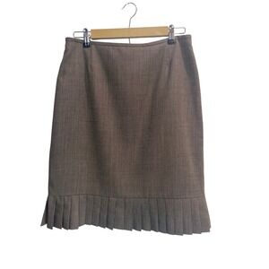 Alex Marie Womens Brown Wool Blend Pleated Hem Pencil Skirt Size 10 Micro-Check